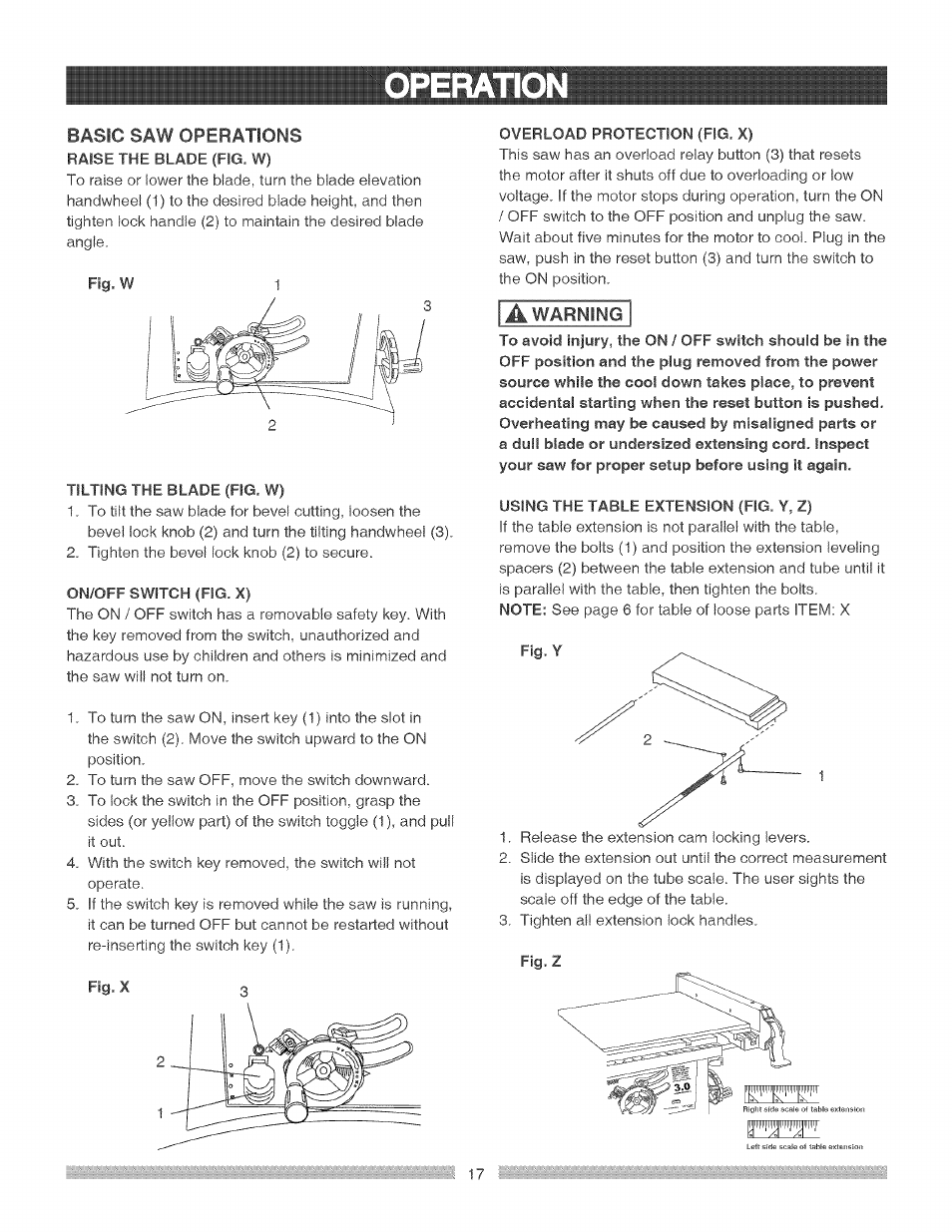 Operation | Craftsman 137.248840 User Manual | Page 17 / 30