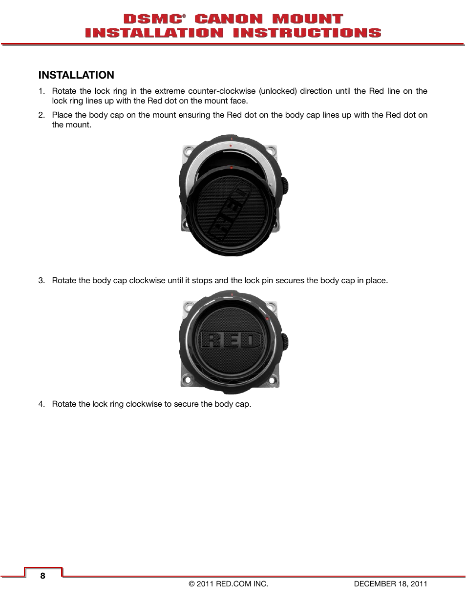 Installation | RED CANON EOS MOUNT User Manual | Page 10 / 12