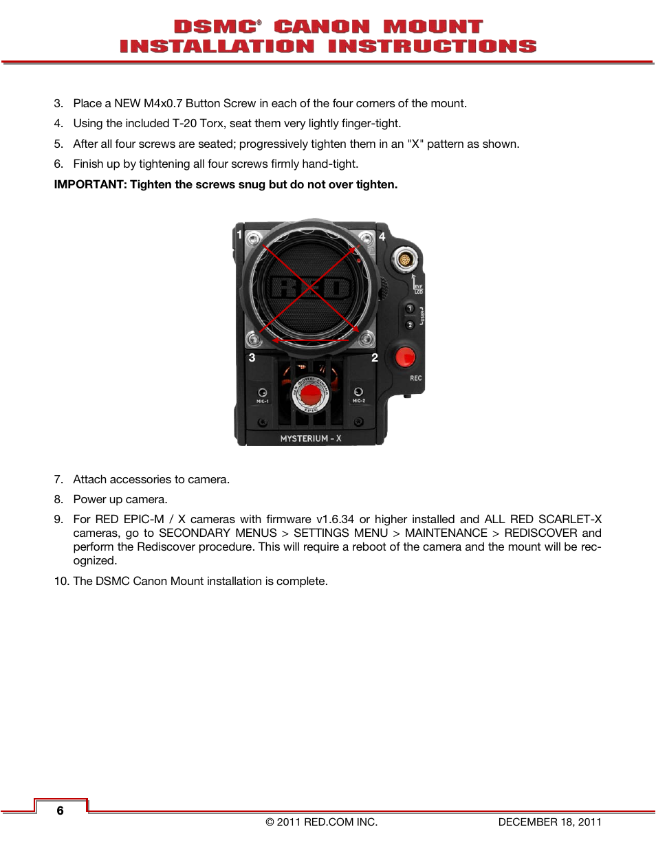 RED CANON EOS MOUNT User Manual | Page 8 / 12