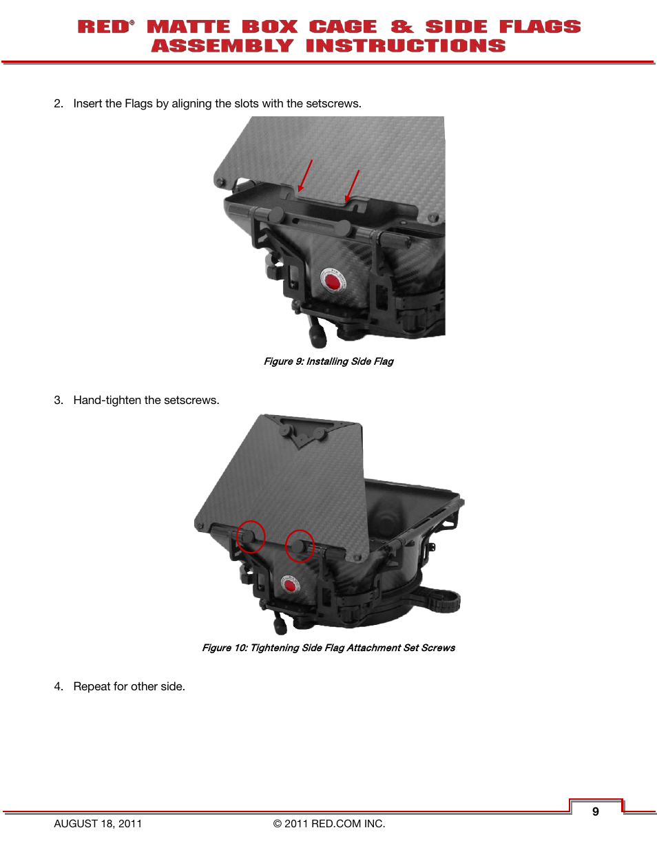 RED MATTE BOX CAGE & SIDE FLAGS User Manual | Page 10 / 12