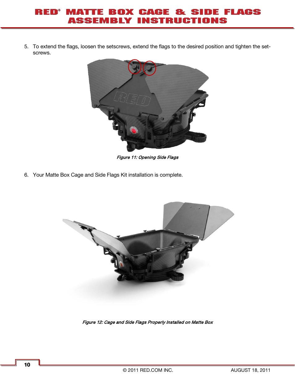 RED MATTE BOX CAGE & SIDE FLAGS User Manual | Page 11 / 12