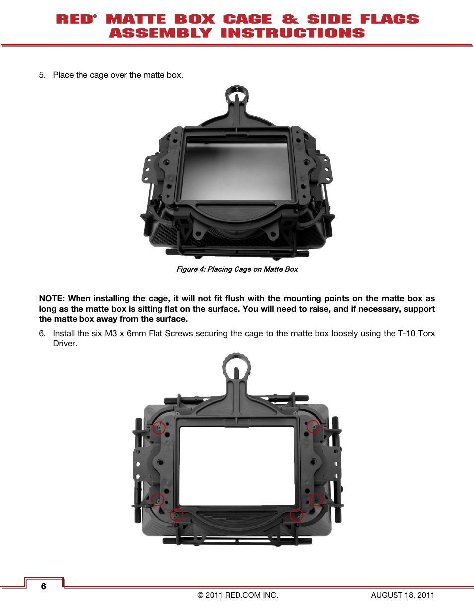 RED MATTE BOX CAGE & SIDE FLAGS User Manual | Page 7 / 12