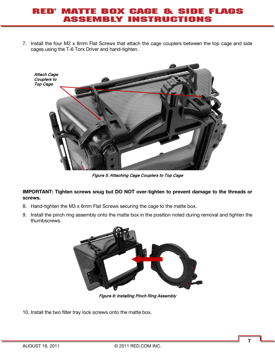 RED MATTE BOX CAGE & SIDE FLAGS User Manual | Page 8 / 12