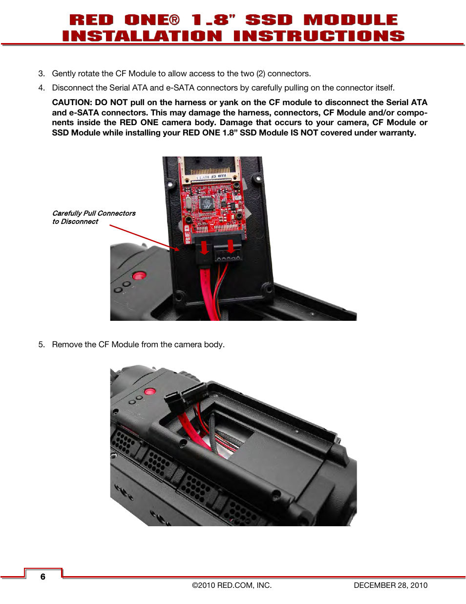 RED ONE 1.8 SSD MODULE User Manual | Page 8 / 12