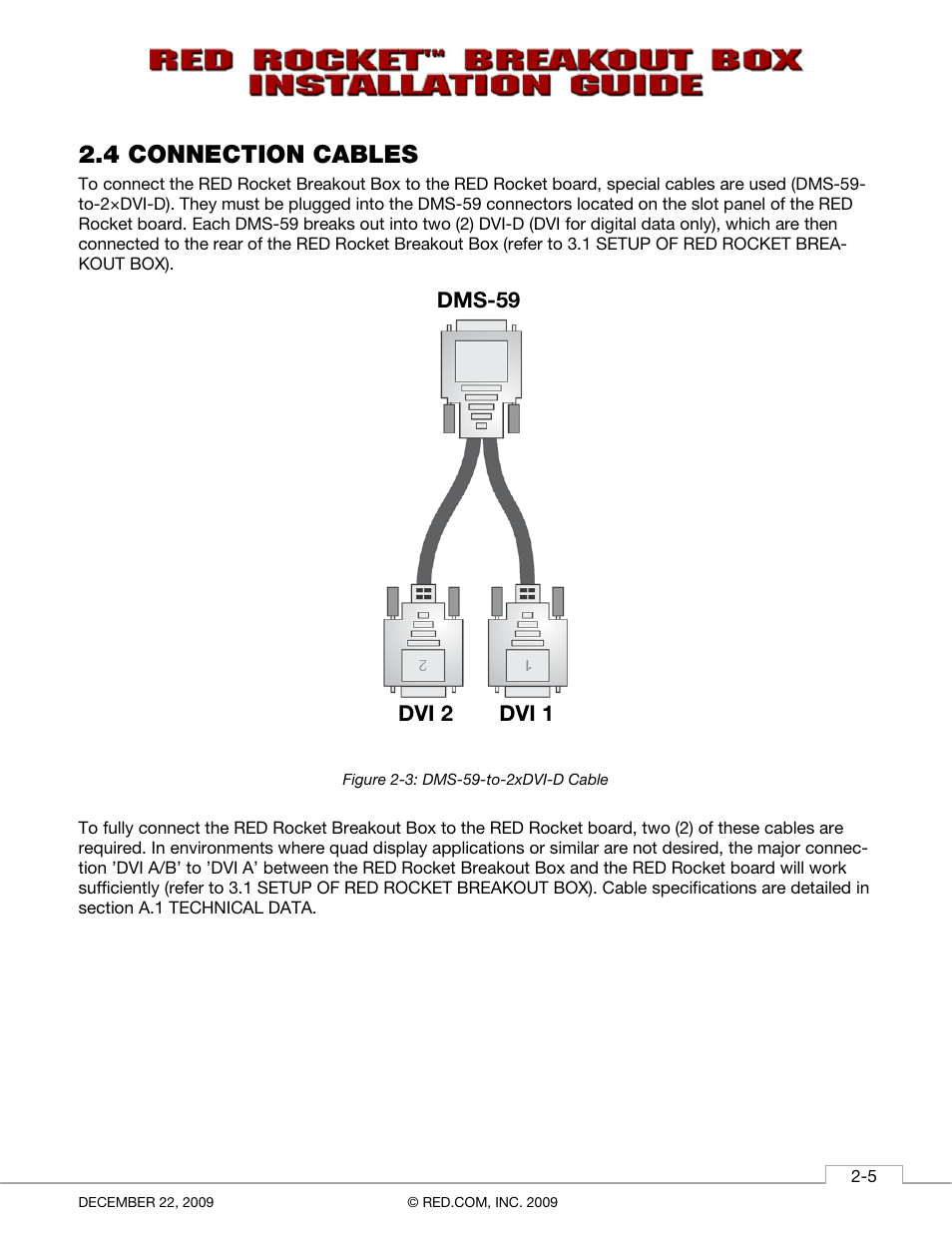 4 connection cables, Dms-59 dvi 2 dvi 1 | RED ROCKET BREAKOUT BOX User Manual | Page 13 / 20