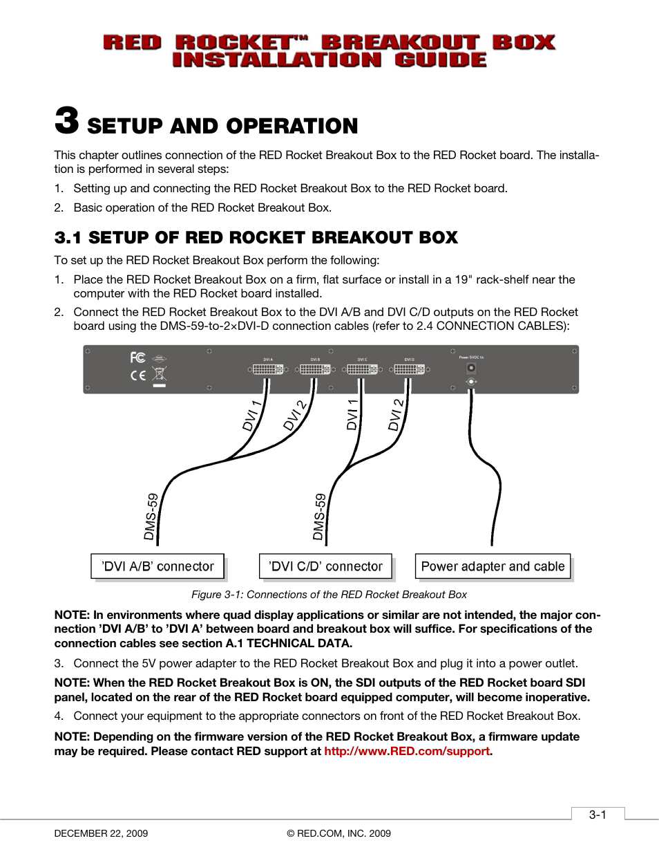 3 setup and operation, 1 setup of red rocket breakout box, Setup and operation | RED ROCKET BREAKOUT BOX User Manual | Page 15 / 20
