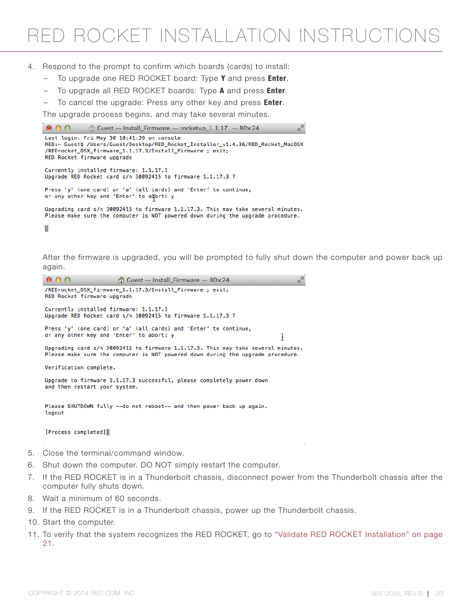 Red rocket installation instructions | RED ROCKET User Manual | Page 20 / 31