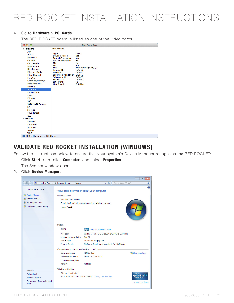 Validate red rocket installation (windows), Red rocket installation instructions | RED ROCKET User Manual | Page 22 / 31