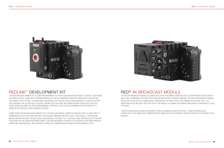 Redlink™ development kit, Red 4k broadcast module, Redlink | Development kit red, 4k broadcast module | RED SURVIVAL GUIDE User Manual | Page 28 / 37