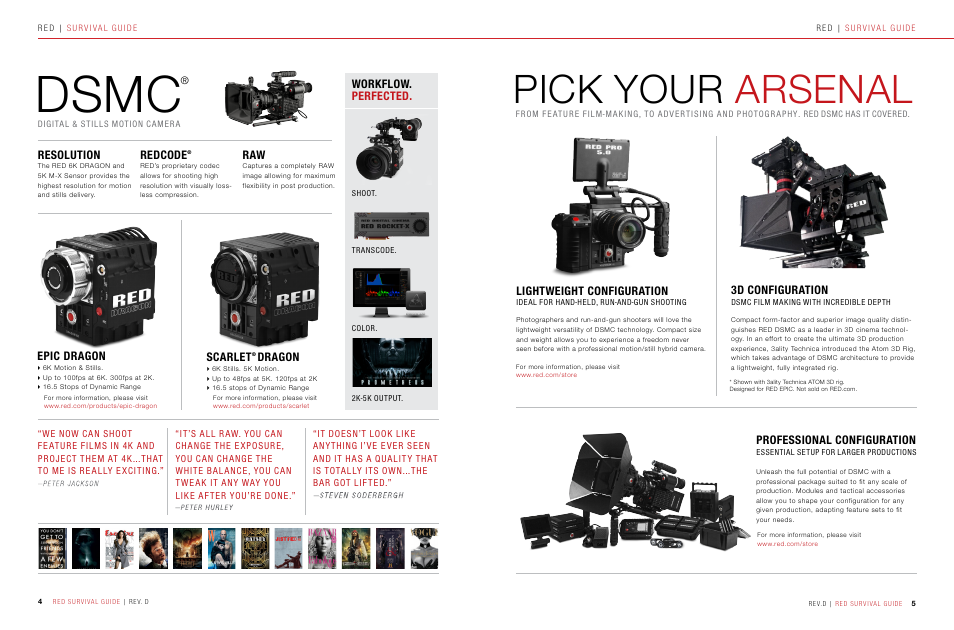 Dsmc® introduction, Pick your arsenal, Dsmc | Resolution, Epic dragon, Redcode, Scarlet, Dragon, Workflow. perfected, Lightweight configuration | RED SURVIVAL GUIDE User Manual | Page 3 / 37