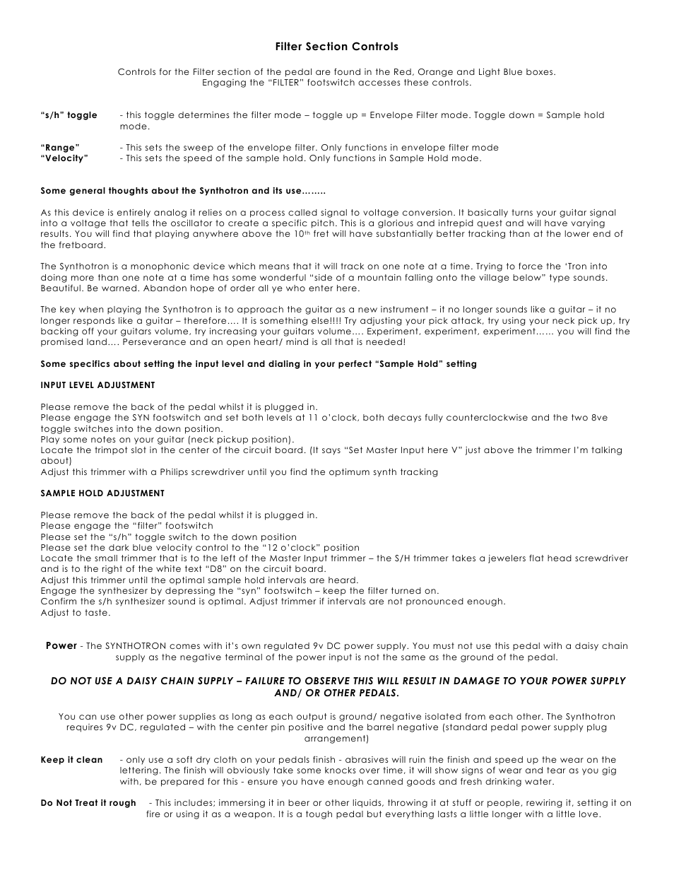 Red Witch Synthotron User Manual | Page 2 / 3