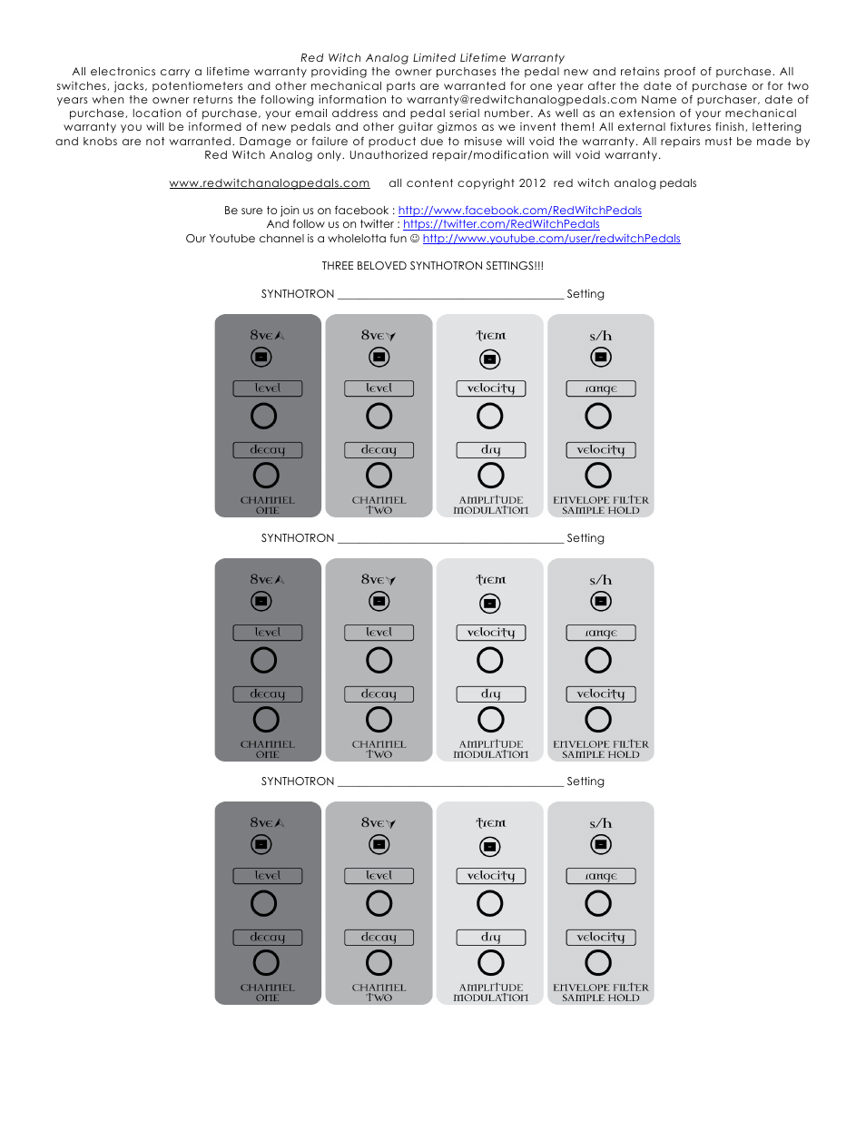 Red Witch Synthotron User Manual | Page 3 / 3