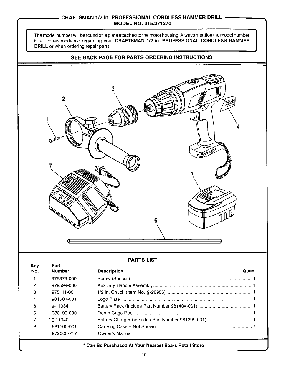 Craftsman 315.271270 User Manual | Page 19 / 20