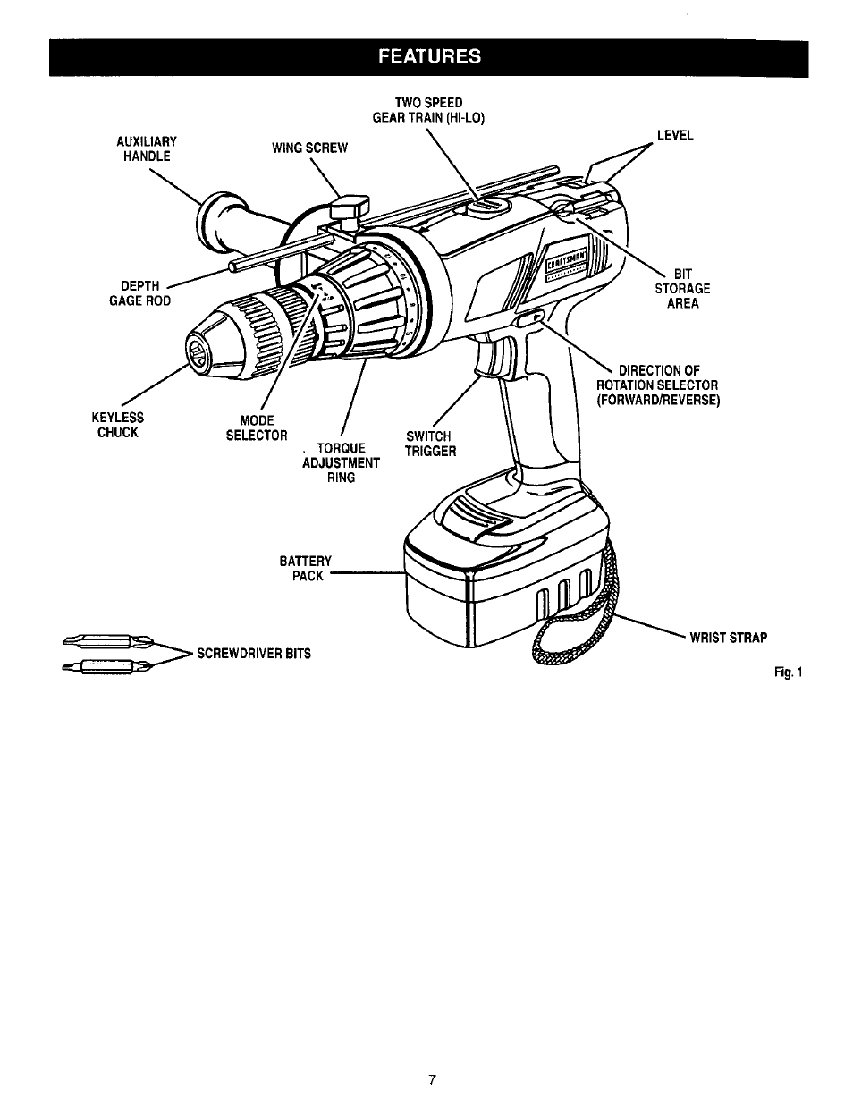 Features | Craftsman 315.271270 User Manual | Page 7 / 20