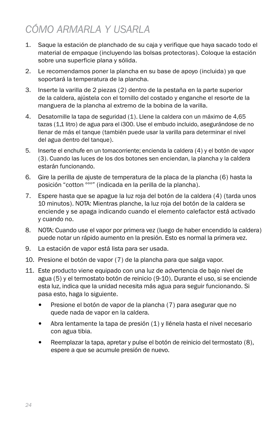 Cómo armarla y usarla | Reliable i300 User Manual | Page 28 / 34