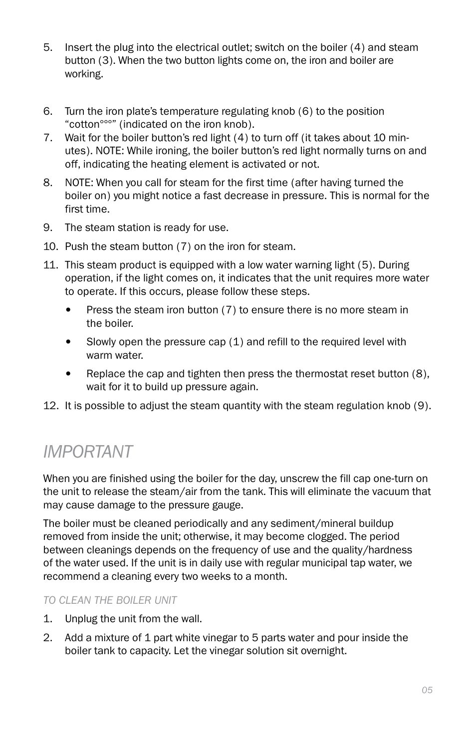 Important | Reliable i400 User Manual | Page 9 / 40