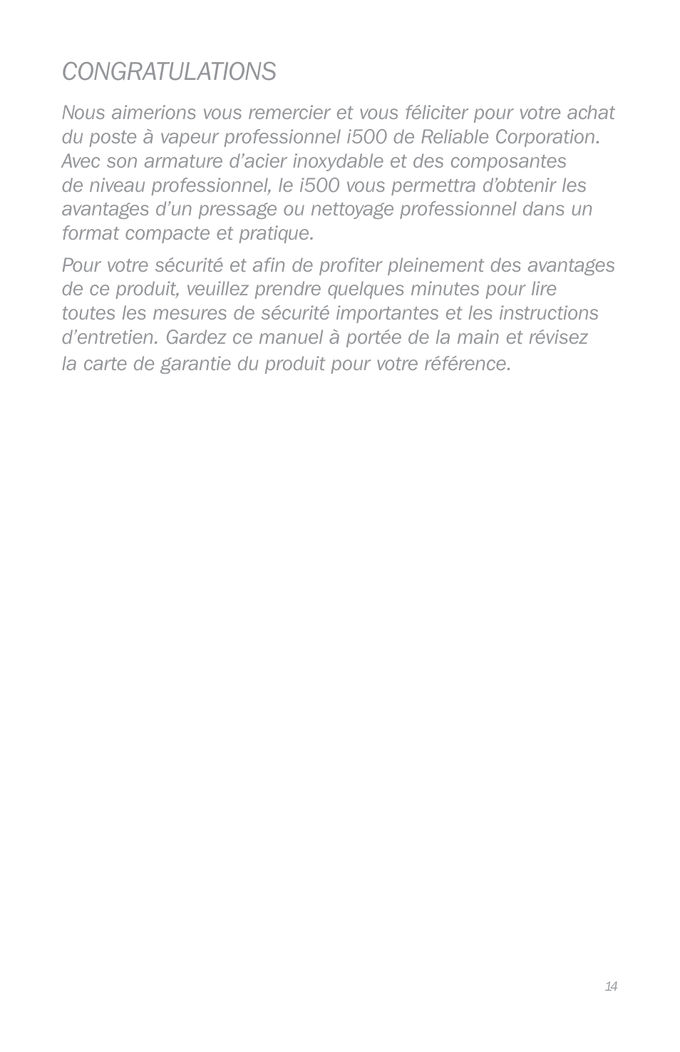 Reliable i500 Series User Manual | Page 17 / 44