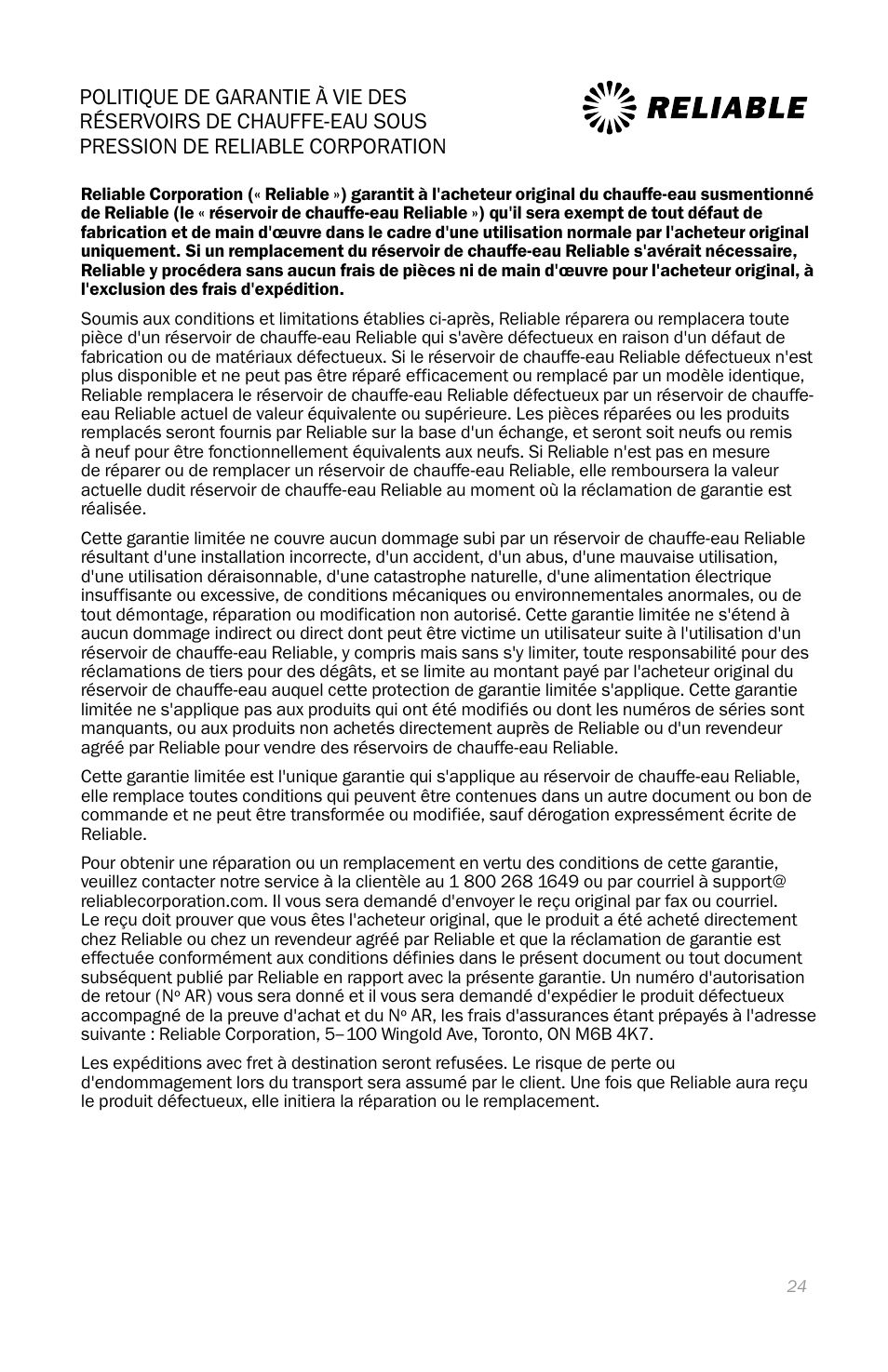 Reliable i500 Series User Manual | Page 27 / 44