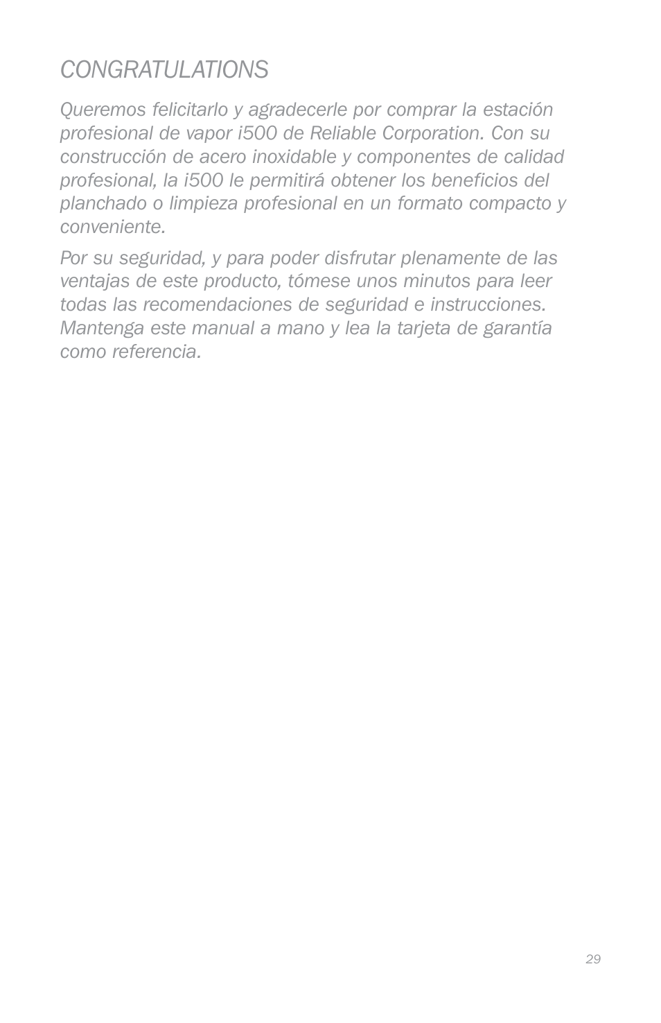 Reliable i500 Series User Manual | Page 31 / 44