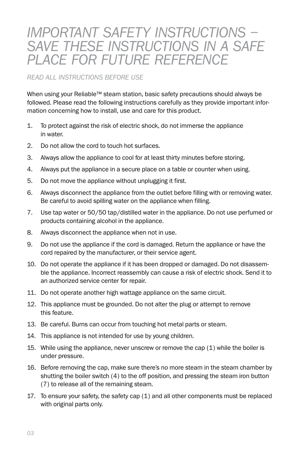 Reliable i500 Series User Manual | Page 6 / 44