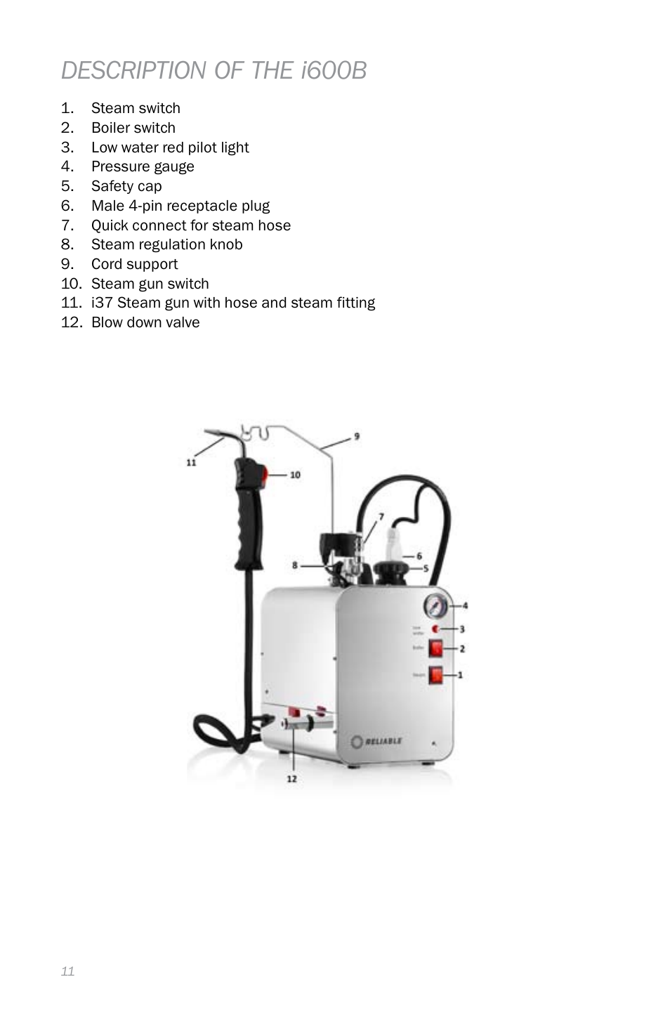 Description of the i600b | Reliable i600 User Manual | Page 14 / 60