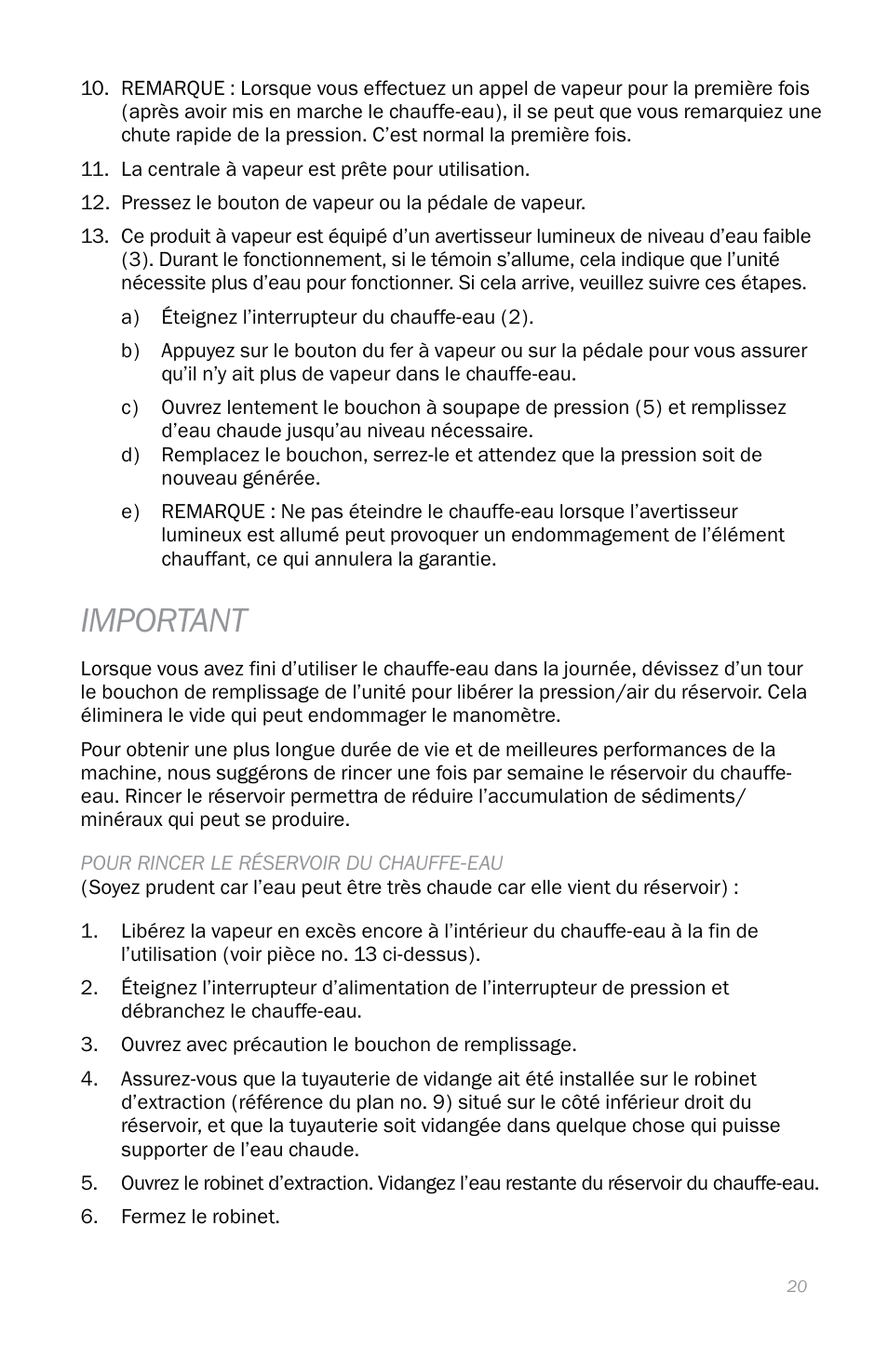 Important | Reliable i600 User Manual | Page 23 / 60