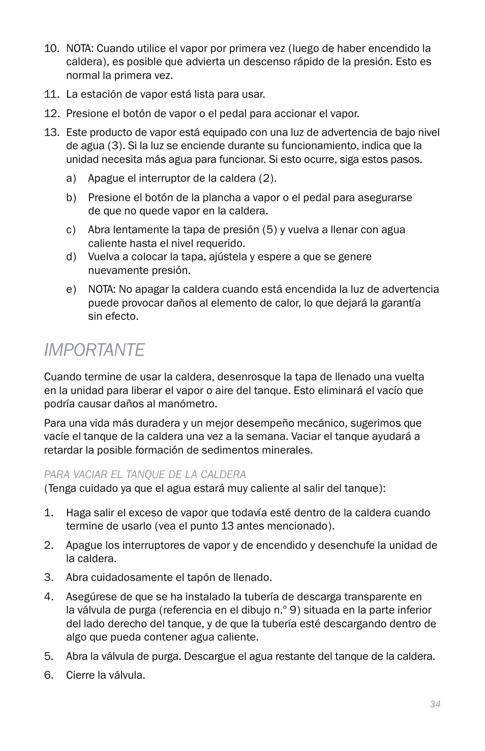 Importante | Reliable i600 User Manual | Page 37 / 60