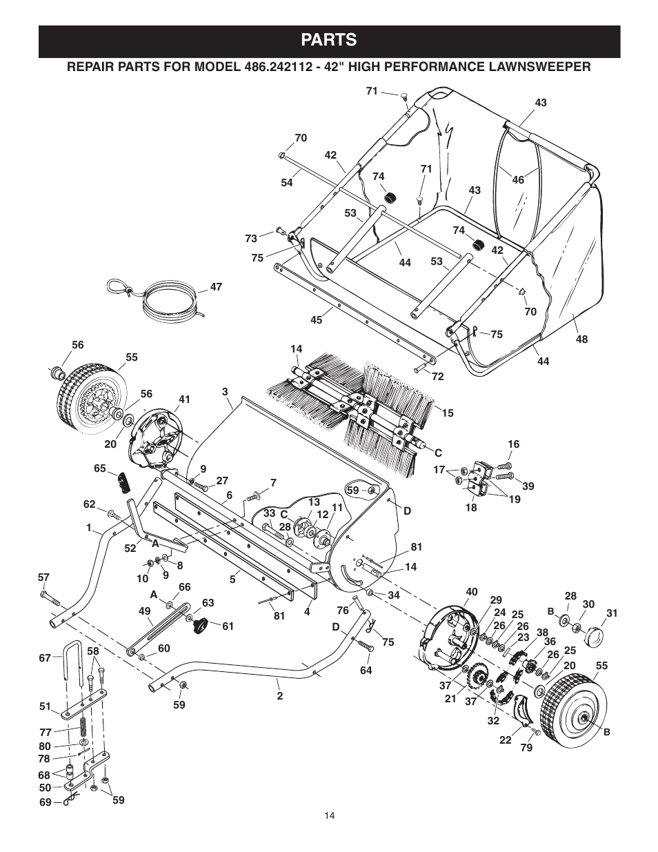 Parts | Craftsman 486.242112 User Manual | Page 14 / 16