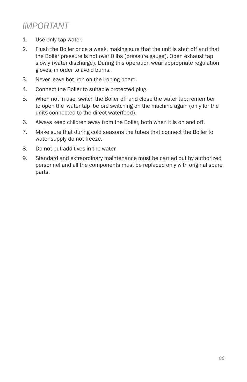 Important | Reliable i800 Series User Manual | Page 11 / 48