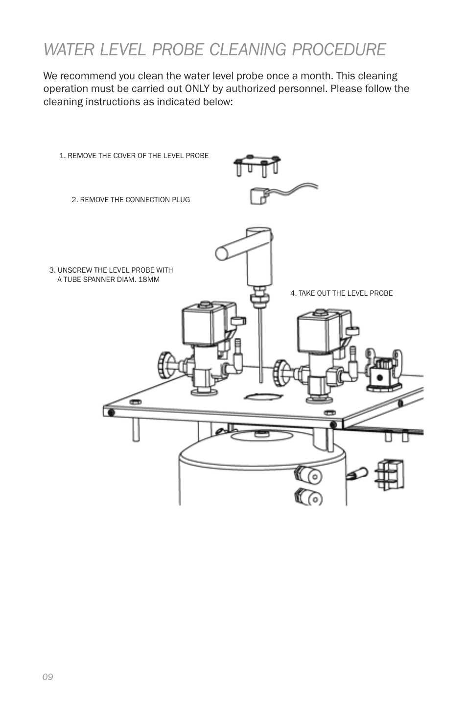 Water level probe cleaning procedure | Reliable i800 Series User Manual | Page 12 / 48