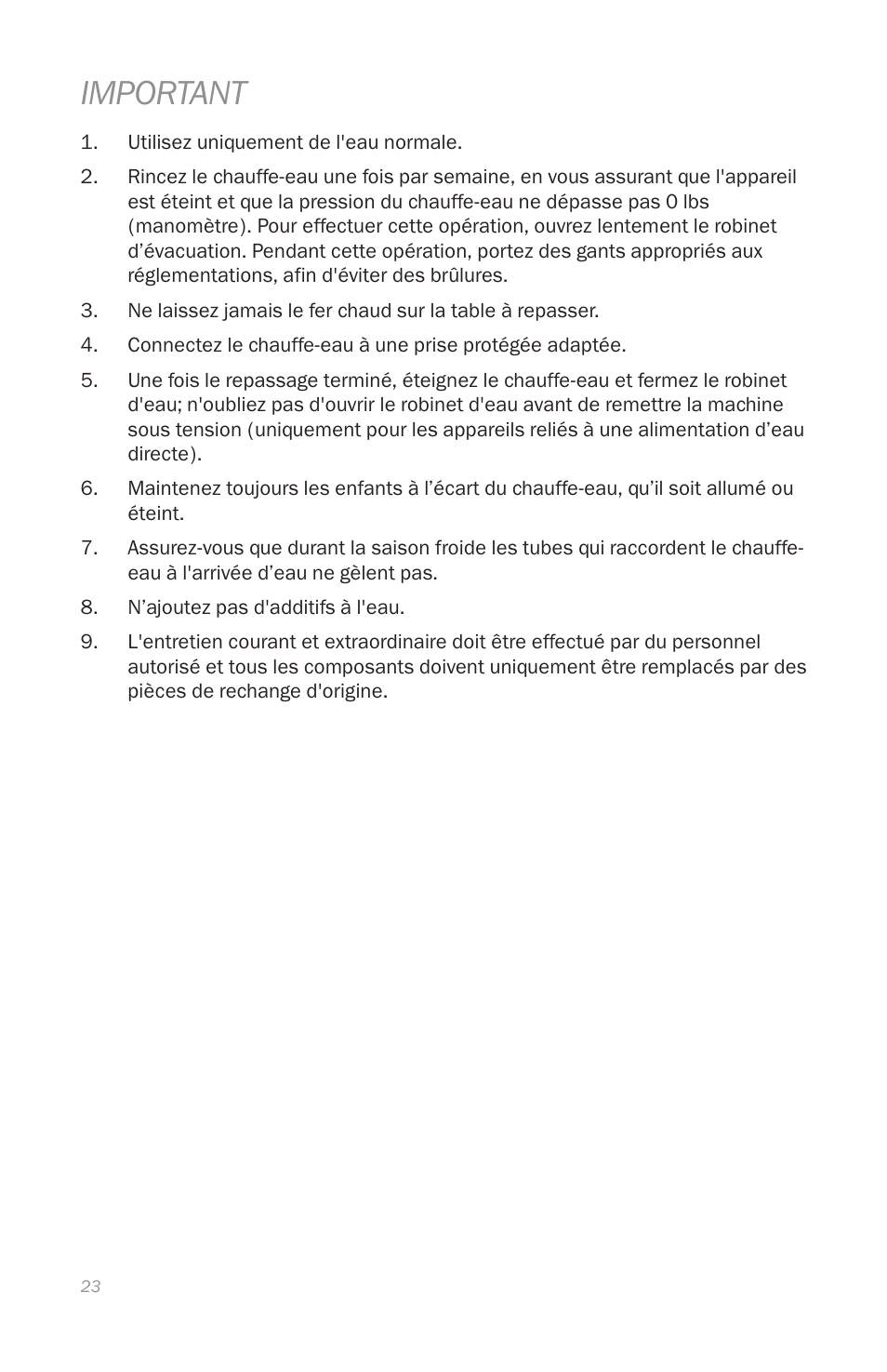 Important | Reliable i800 Series User Manual | Page 26 / 48