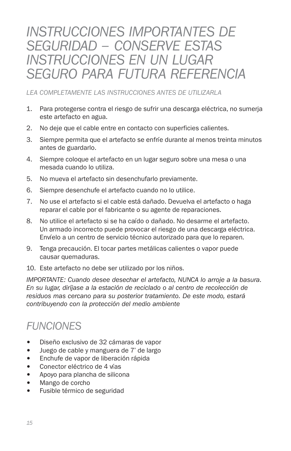 Funciones | Reliable i30 User Manual | Page 17 / 21