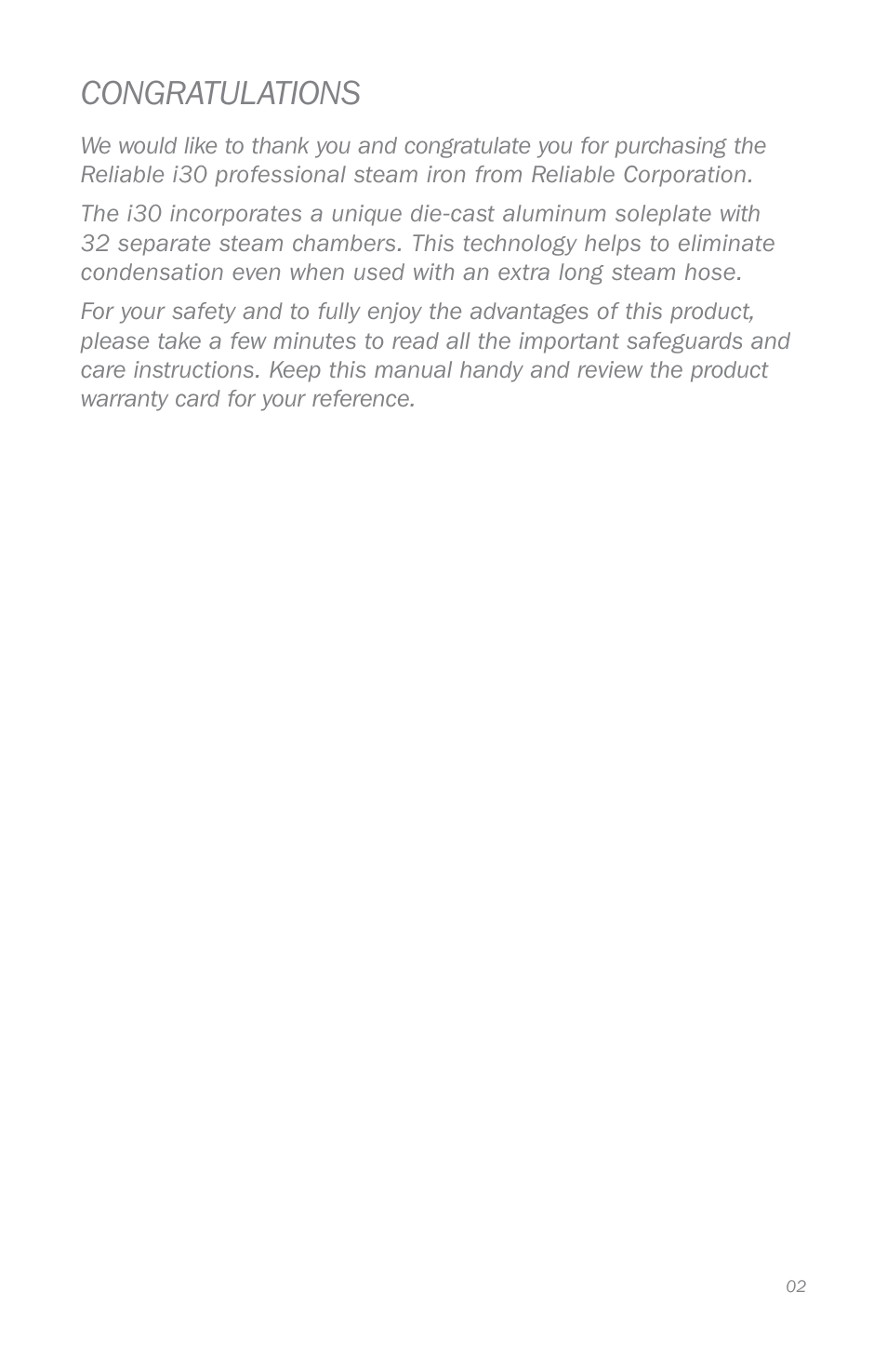Reliable i30 User Manual | Page 4 / 21