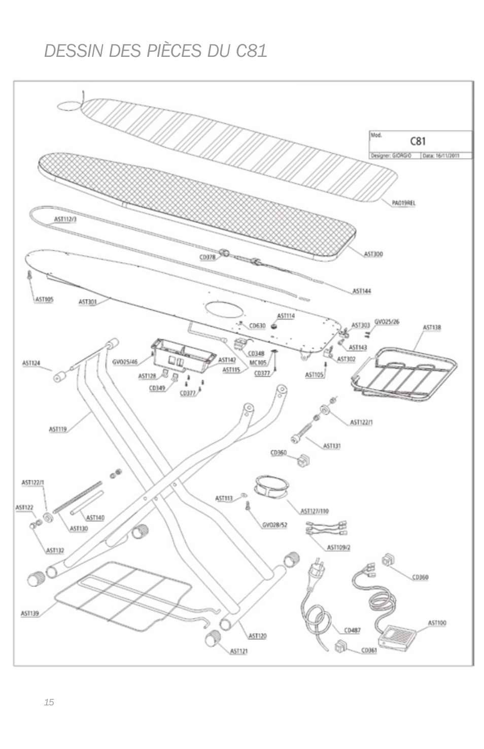 Dessin des pièces du c81 | Reliable C88 User Manual | Page 18 / 32