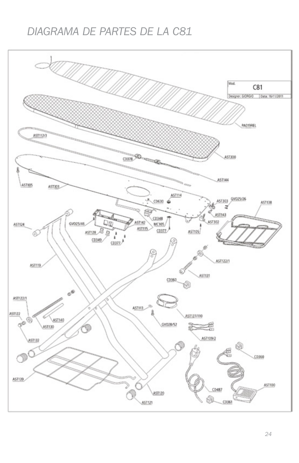 Diagrama de partes de la c81 | Reliable C88 User Manual | Page 27 / 32