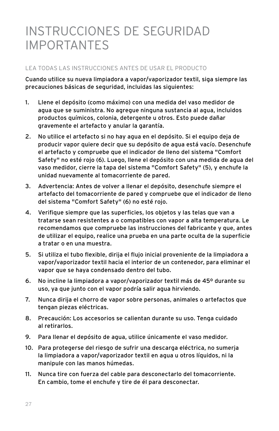 Instrucciones de seguridad importantes | Reliable 100CH User Manual | Page 32 / 44