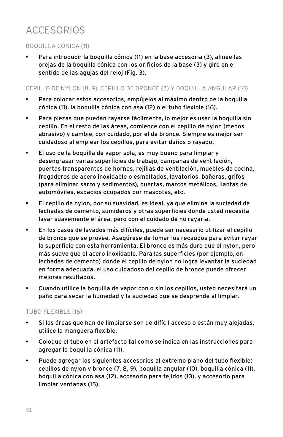 Accesorios | Reliable 100CH User Manual | Page 36 / 44