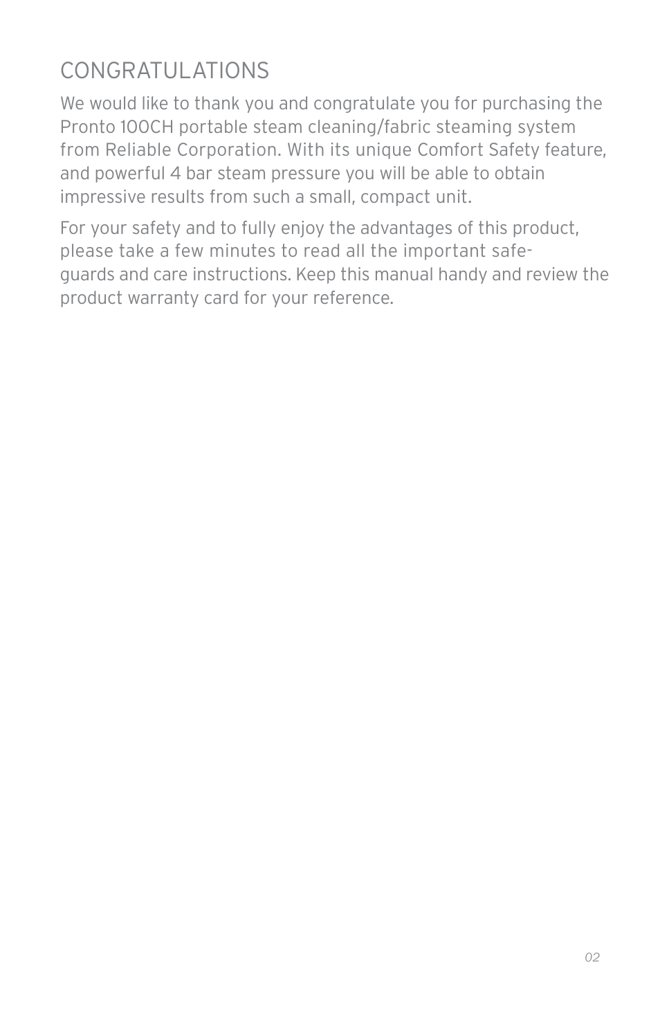 Reliable 100CH User Manual | Page 7 / 44