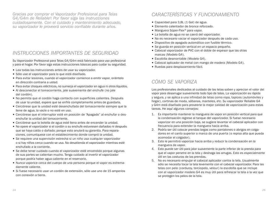 Instrucciones importantes de seguridad, Características y funcionamiento, Cómo se vaporiza | Reliable G4 User Manual | Page 14 / 19