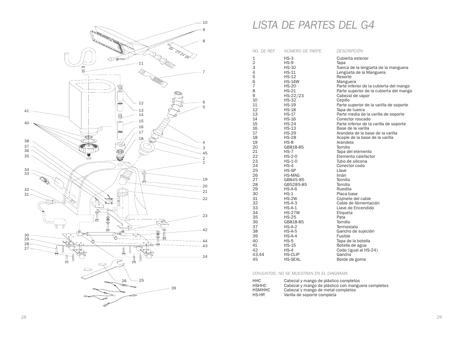 Lista de partes del g4 | Reliable G4 User Manual | Page 16 / 19