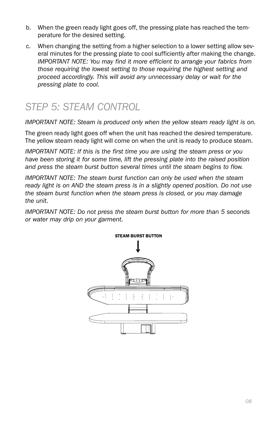 Step 5: steam control | Reliable S330 User Manual | Page 11 / 48