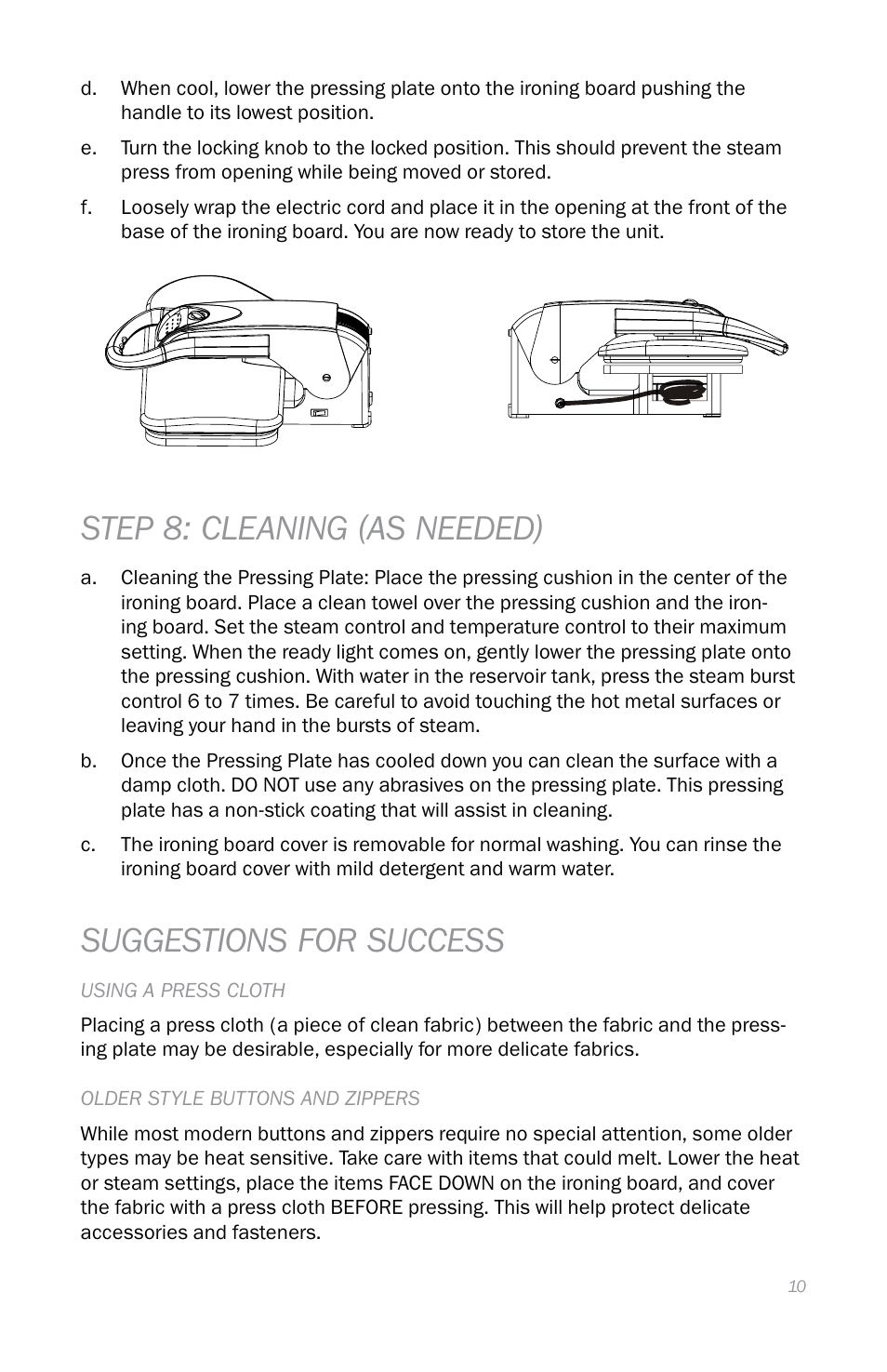 Step 8: cleaning (as needed), Suggestions for success | Reliable S330 User Manual | Page 13 / 48