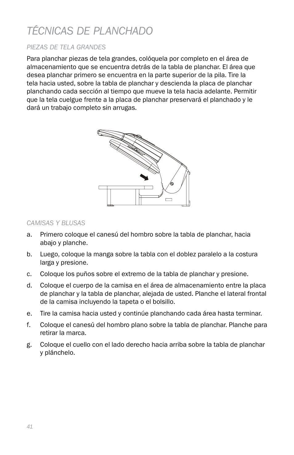 Técnicas de planchado | Reliable S330 User Manual | Page 44 / 48