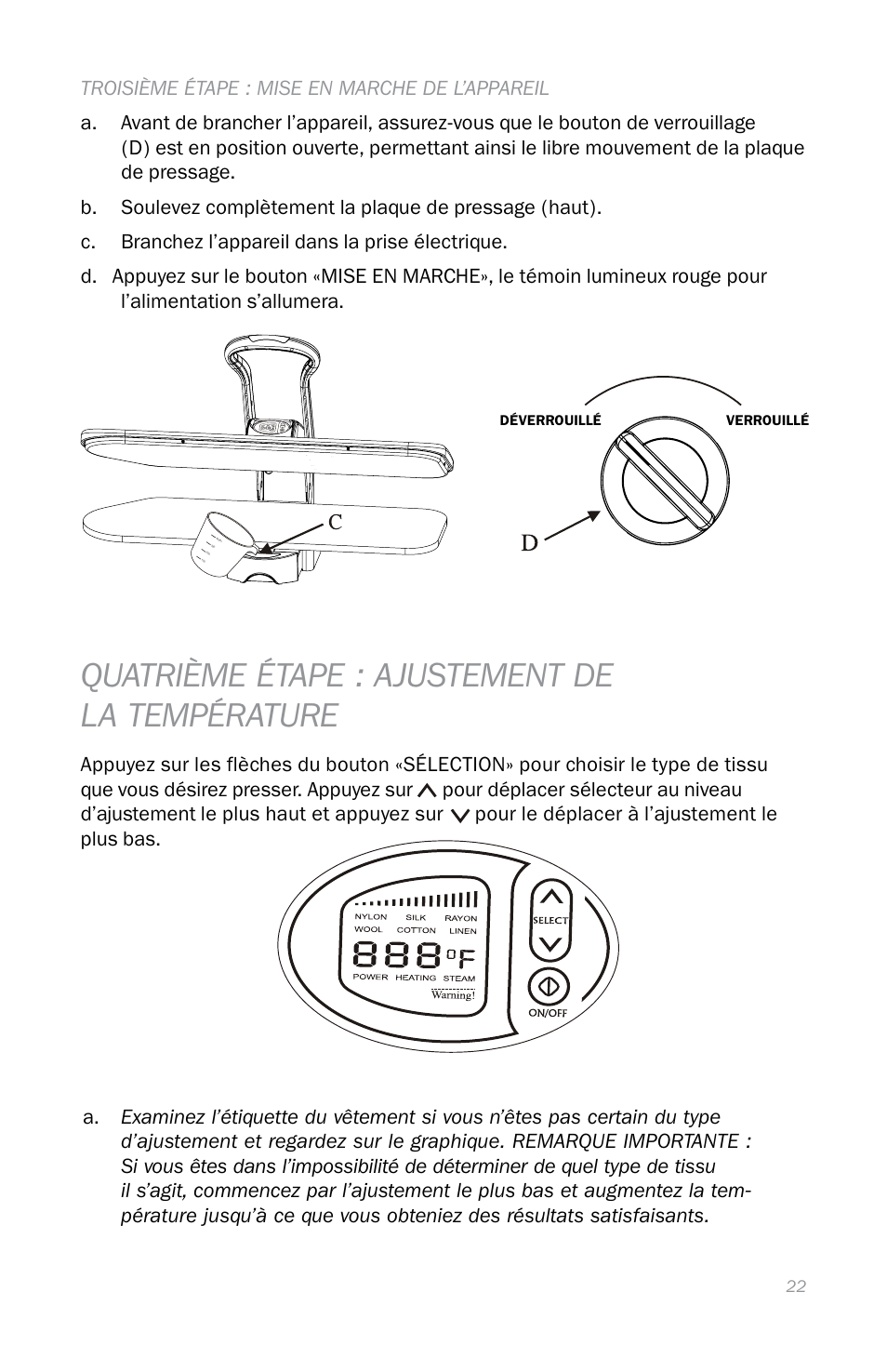 Quatrième étape : ajustement de la température | Reliable S550 User Manual | Page 25 / 52