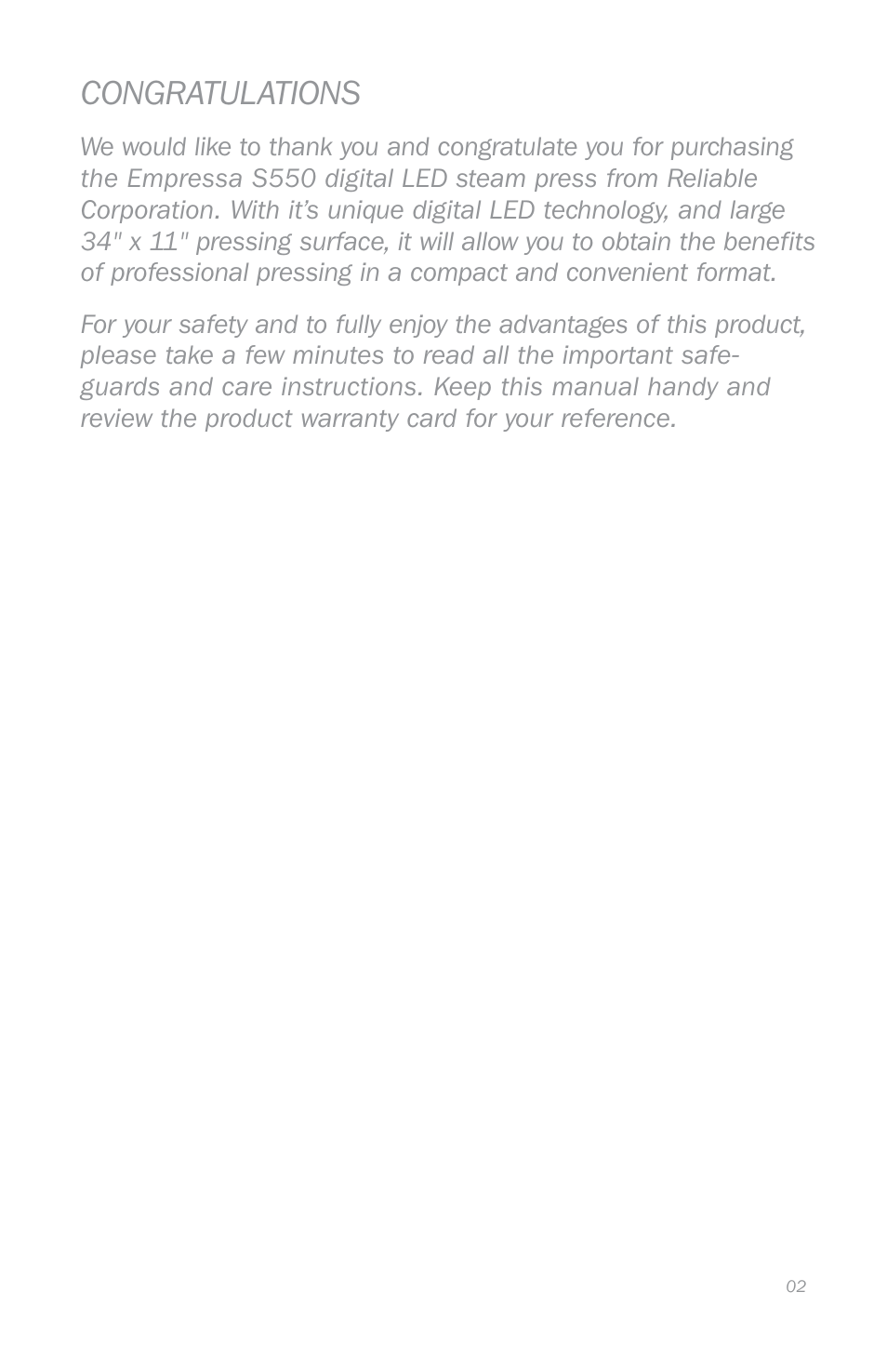 Reliable S550 User Manual | Page 5 / 52