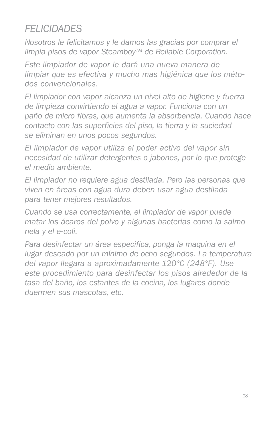 Felicidades | Reliable T1 User Manual | Page 20 / 27