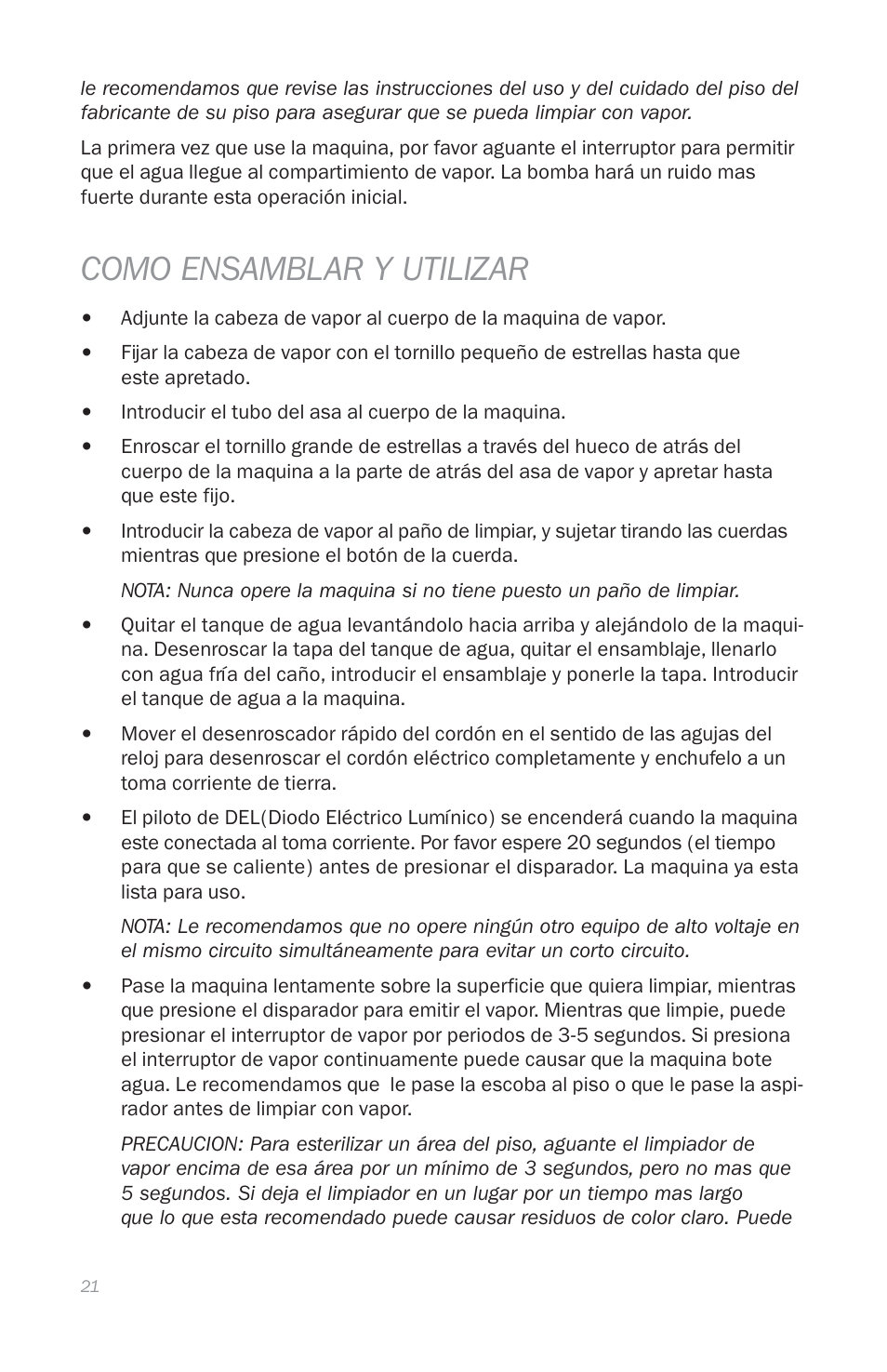 Como ensamblar y utilizar | Reliable T1 User Manual | Page 23 / 27