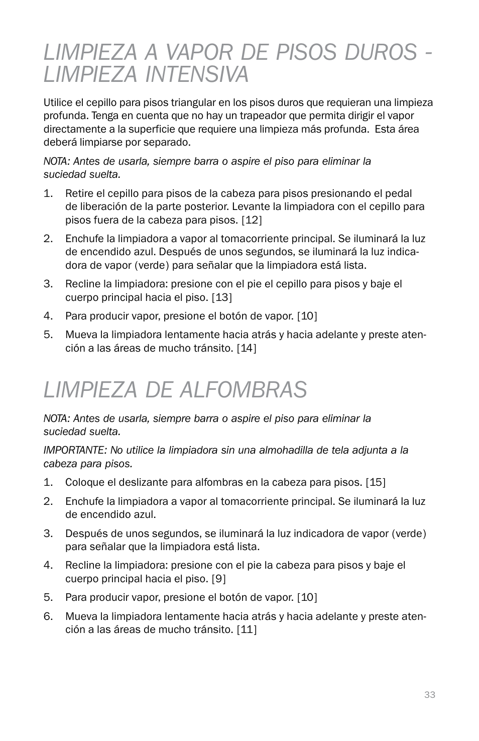 Limpieza de alfombras | Reliable T3 User Manual | Page 33 / 40