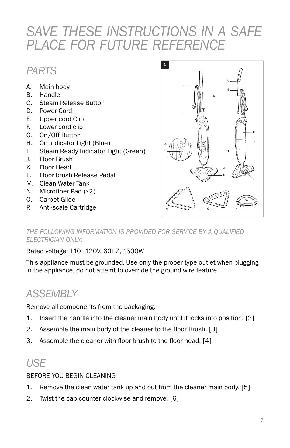 Parts, Assembly | Reliable T3 User Manual | Page 7 / 40