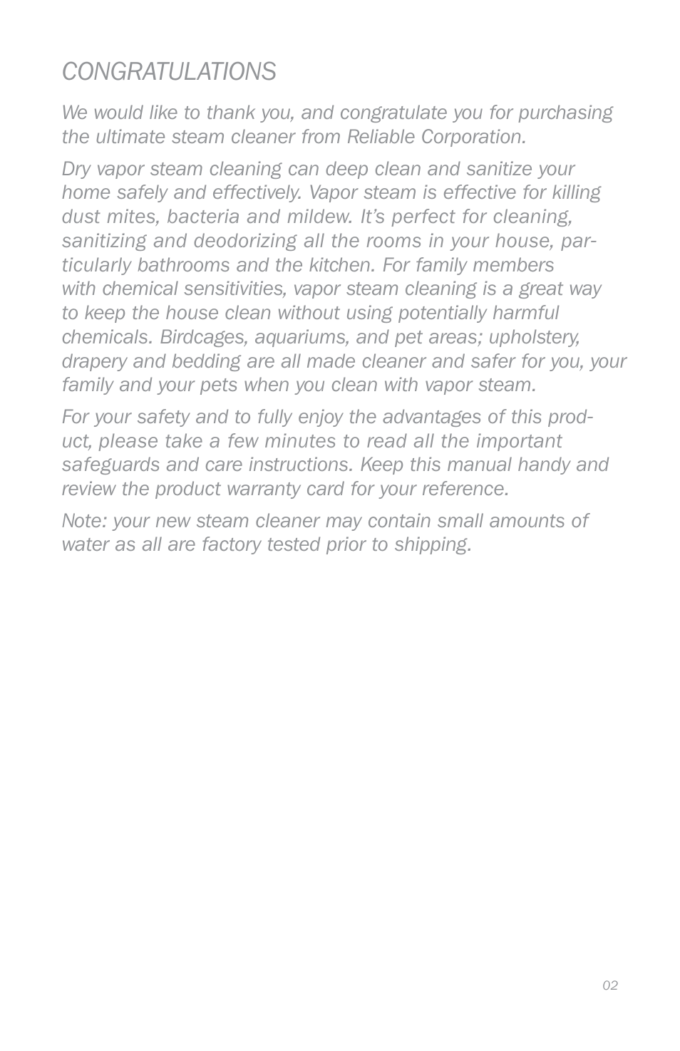 Reliable E5 User Manual | Page 4 / 39